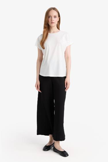 Crew Neck Puff Print Short Sleeve T-Shirt