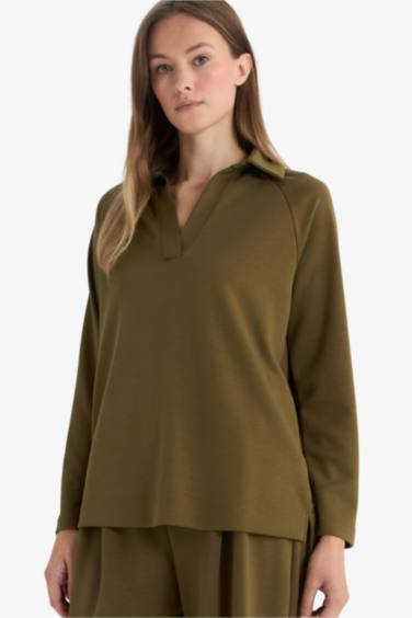 Regular Fit Boat Collar Long Sleeve Tunic