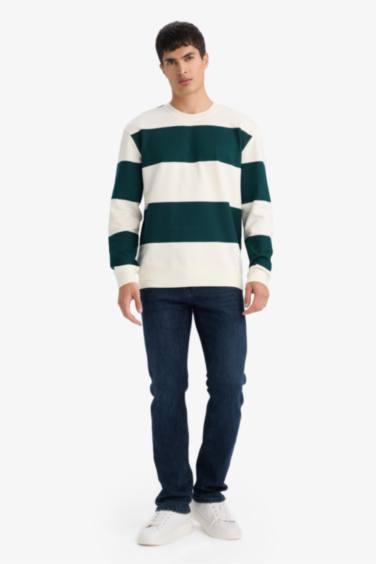 Sweatshirt rayé à col rond