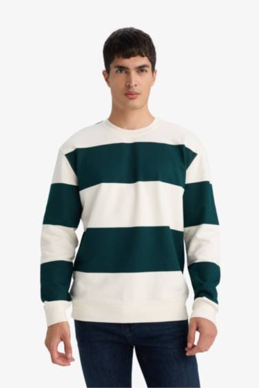 Sweatshirt rayé à col rond