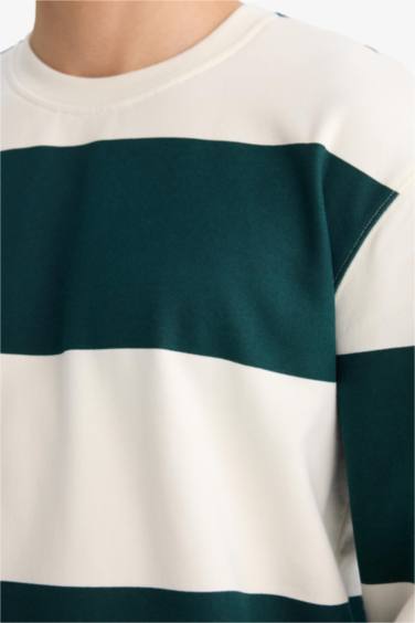 Sweatshirt rayé à col rond