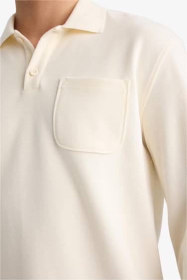 تيشيرت ردن طويل سادة بيزك بياخة بولو وجيب