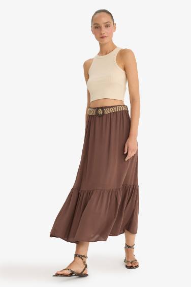 A Cut Crinkle Viscose Skirt