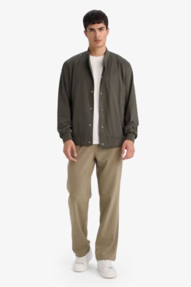 Slim Fit Lined Snap Button Jacket