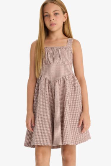 فستان بناتي فيسكوز كرنكيل قصة عادية