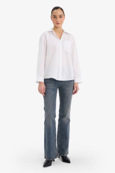 قميص كم طويل اوفر سايز برقبة قميص