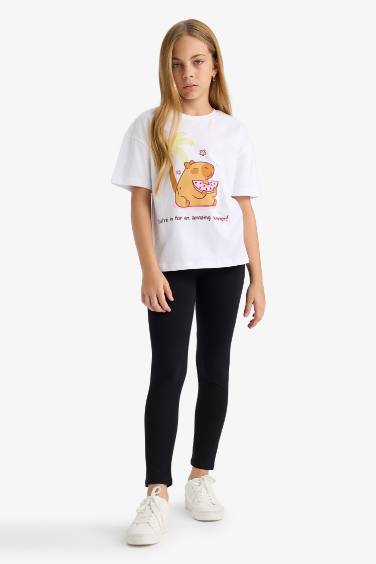 تيشيرت بناتي نص ردن اوفر سايز بياقة مستديرة