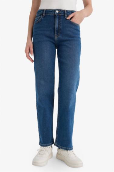 Comfort Straight Normal Bel Bilek Boy Jean Yıkamalı Pantolon