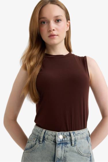 Regular Fit Half Turtleneck Short Sleeve Tunic