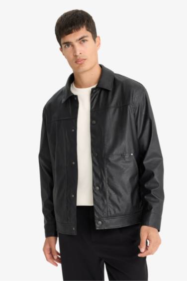 جاكيت جلد صناعي قصة عادية