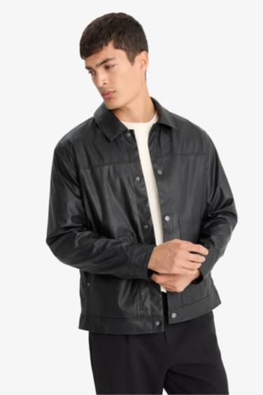 جاكيت جلد صناعي قصة عادية