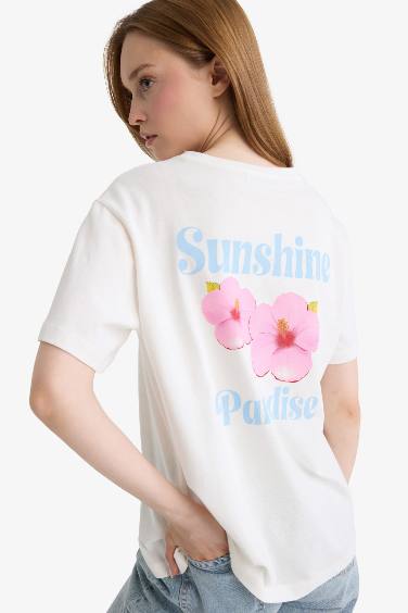 Regular Fit Crew Neck Floral Short Sleeve T-Shirt