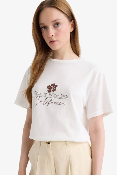 Regular Fit Crew Neck Floral Short Sleeve T-Shirt