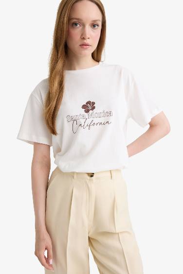 Regular Fit Crew Neck Floral Short Sleeve T-Shirt