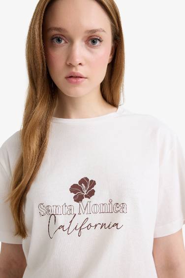 Regular Fit Crew Neck Floral Short Sleeve T-Shirt