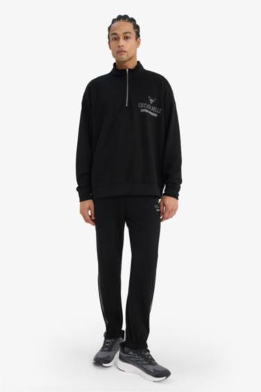 DeFactoFit NBA Chicago Bulls Oversize Geniş Kalıp Dik Yaka Fermuarlı Sweatshirt