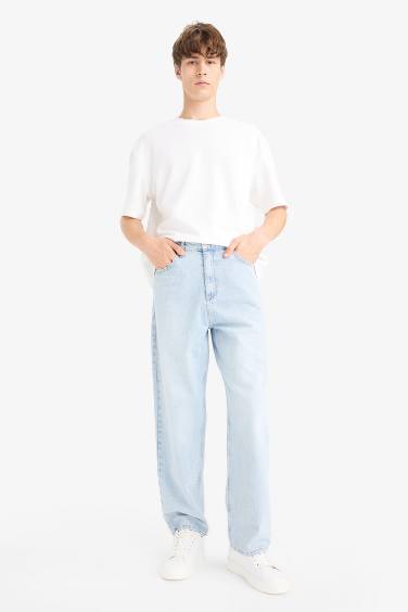 Baggy Fit Geniş Kalıp Geniş Paça Jean Yıkamalı Pantolon