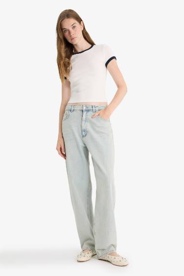 Fitted Crew Neck Ribbed Short Sleeve T-Shirt