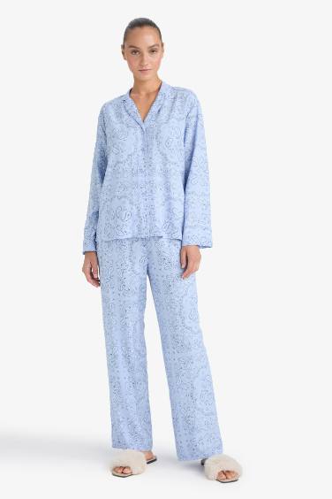 Fall in Love Regular Fit Patterned Top Bottoms 2 Piece Pajama Set