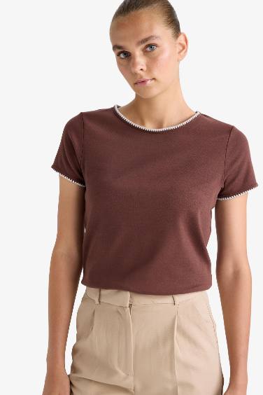 Regular Fit Crew Neck Ribbed T-Shirt