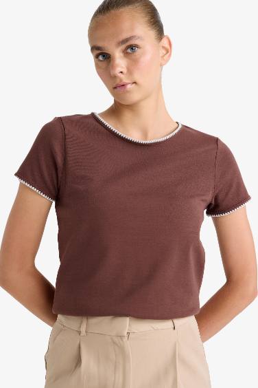 Regular Fit Crew Neck Ribbed T-Shirt