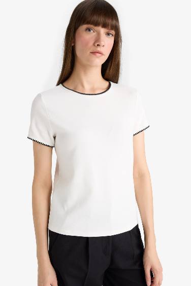 Regular Fit Crew Neck Ribbed T-Shirt