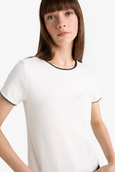 Regular Fit Crew Neck Ribbed T-Shirt
