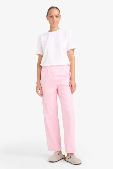 Regular Fit Uzun Poplin Pijama Altı