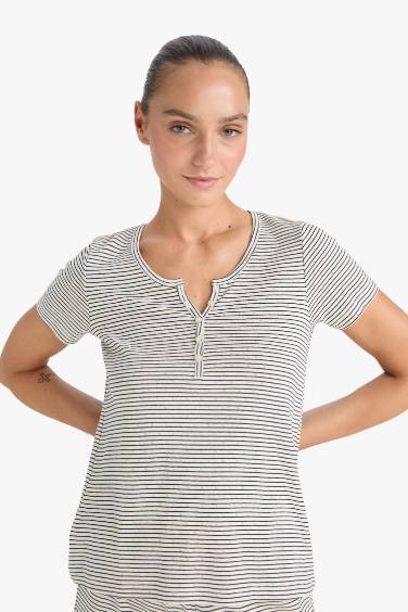 Fall in Love Regular Fit Striped Top Bottom 2 Piece Set