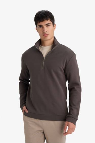 Regular Fit тік жағалы свитшот