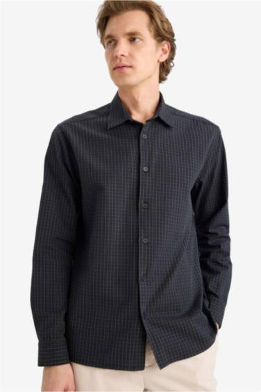 Regular Fit Polo Yaka Baskılı Uzun Kollu Gömlek