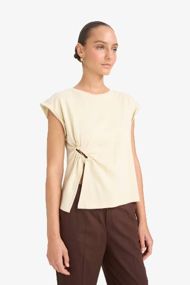 تيشيرت نص ردن بياخة مستديرة