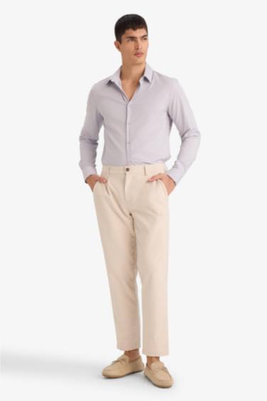 Базовая рубашка Slim Fit с длинным рукавом и воротником поло