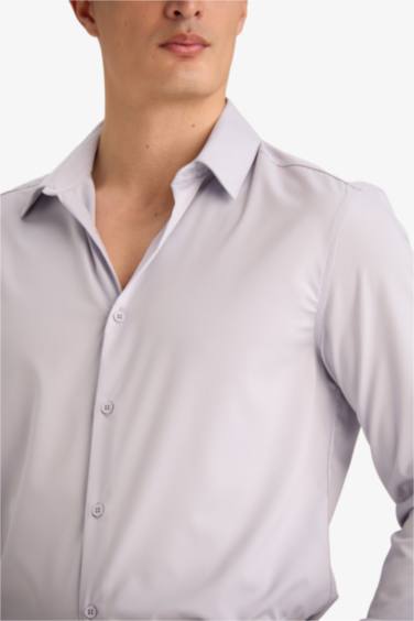 Базовая рубашка Slim Fit с длинным рукавом и воротником поло