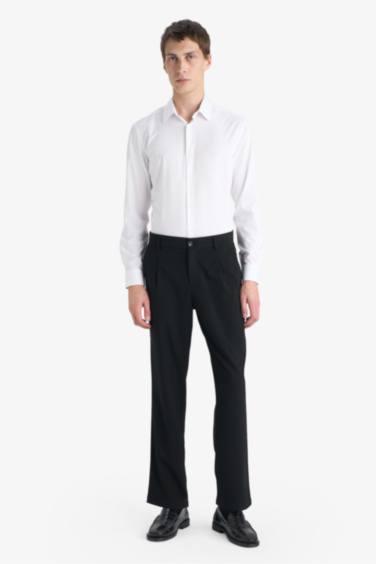 Slim Fit поло жағалы ұзын жеңді негізгі basic жейде