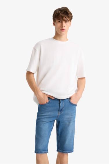 Regular Fit Denim Bermuda