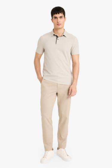 Slim Fit поло жағалы қысқа жеңді поло футболка