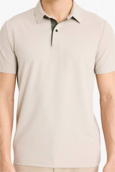 Slim Fit поло жағалы қысқа жеңді поло футболка