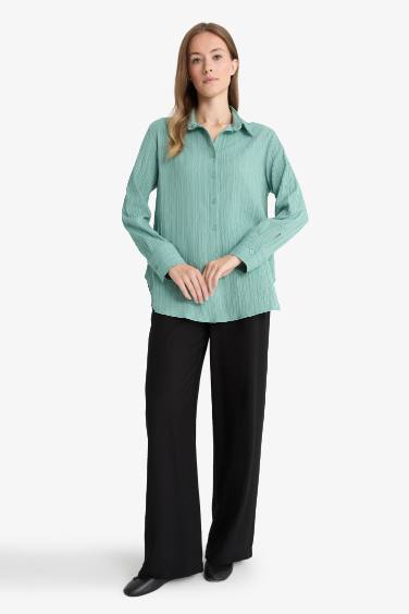 Regular Fit Crinkle Fabric Trousers