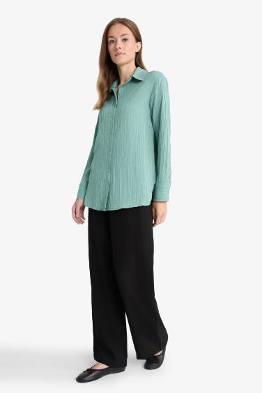 Regular Fit Crinkle Fabric Trousers