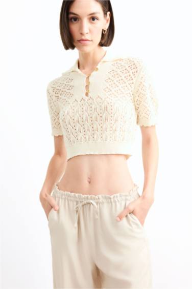 بلوزة تريكو كروشيه نص ردن بياخة V