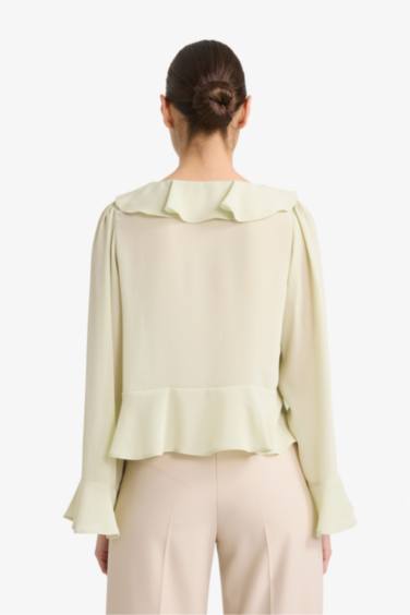 Шифоновая блузка Regular Fit с длинным рукавом