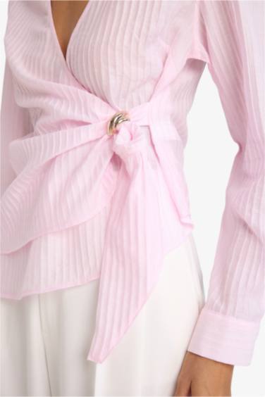 Фактурная блузка Regular Fit с длинным рукавом