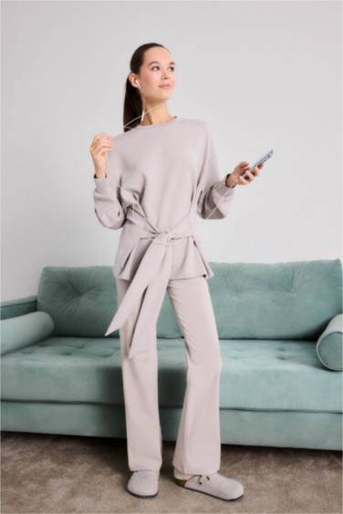 Modal Kuşaklı Sweatshirt-Fall in Love Loungewear