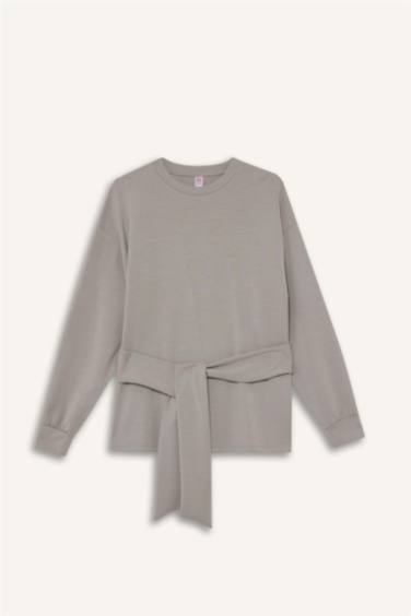 Modal Kuşaklı Sweatshirt-Fall in Love Loungewear