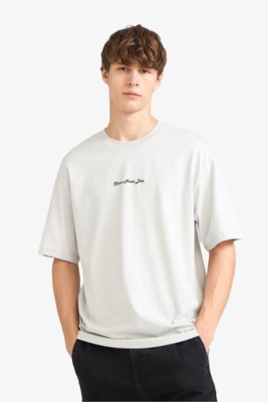 تيشيرت نص ردن اوفر سايز مطبوع بياخة مستديرة