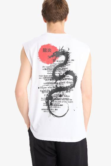 Boxy Fit Printed Crew Neck Sleeveless Tank Top