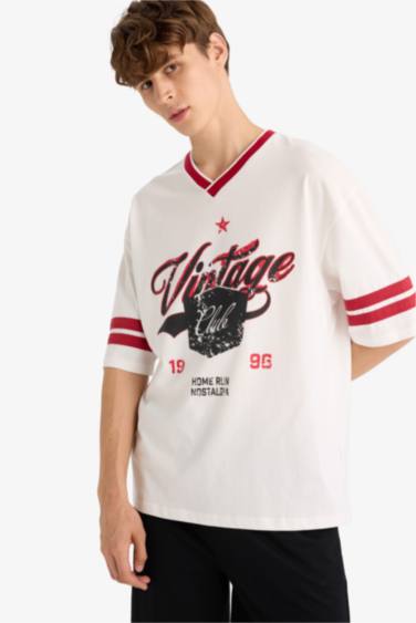 تيشيرت نص ردن قصة فضفاضة بياخة مستديرة