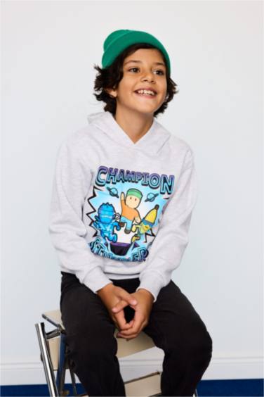 Erkek Çocuk Stumble Guys Kapüşonlu İçi Yumuşak Tüylü Sweatshirt