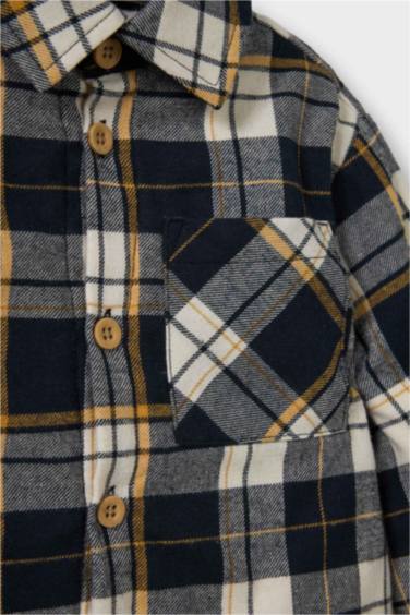 Erkek Bebek Ekose Desenli Flanel Uzun Kollu Gömlek